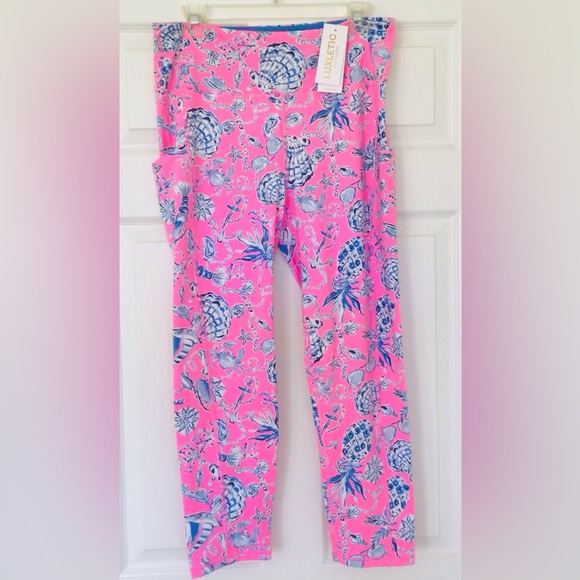 Lilly Pulitzer Weekender Luxletic High Rise Midi 24”Leggings-Rousseau Pink NWT - Picture 2 of 13